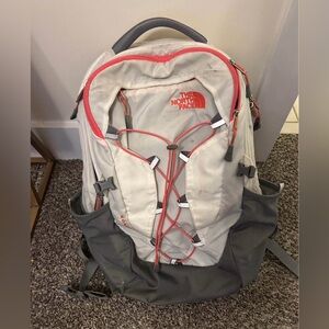 north face backpack grey and pink The Women's Jester Everyday Laptop and mesh side pockets Pink and Grey North Face